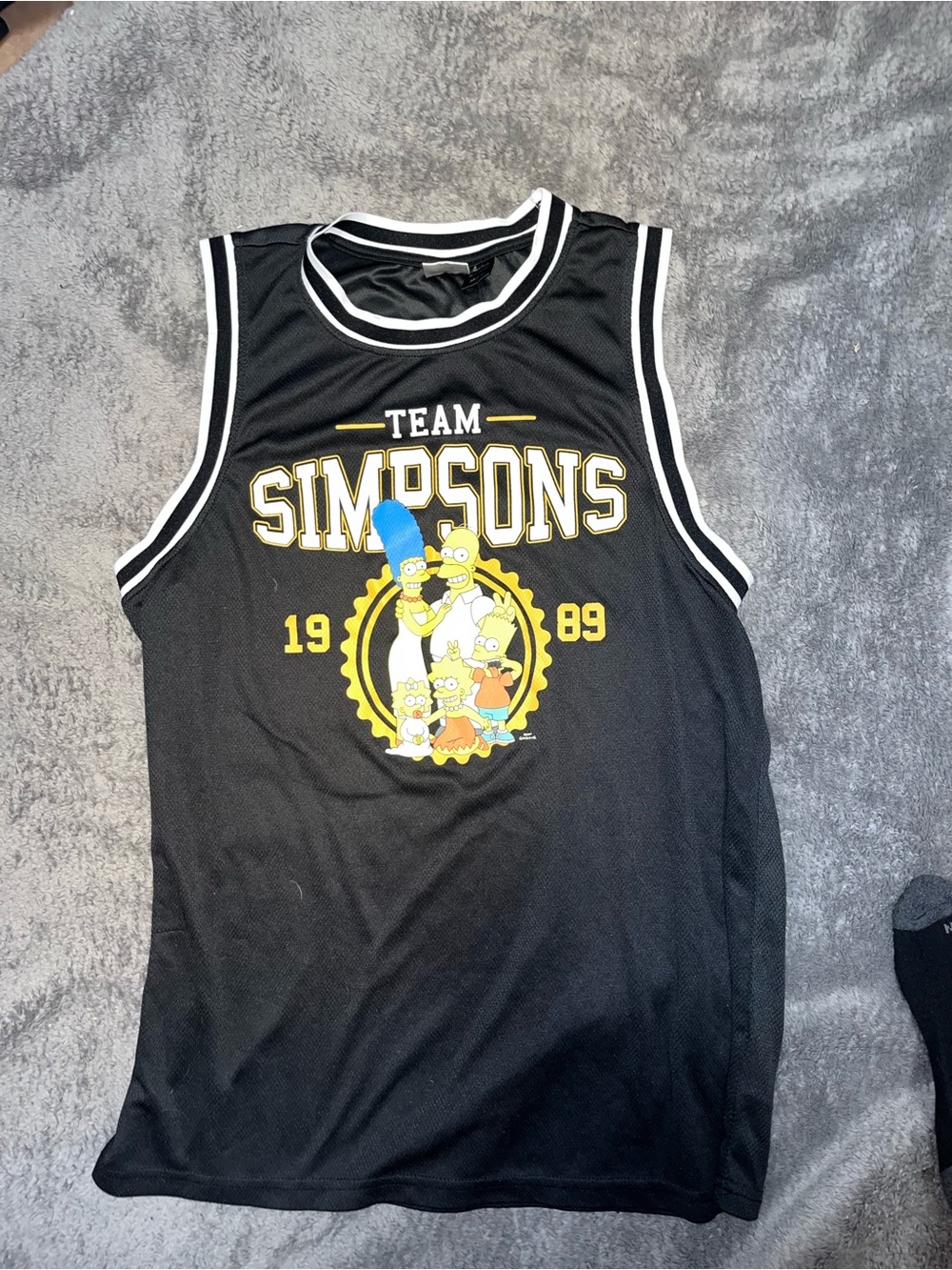 Team Simpsons Black Graphic Sleeveless Jersey